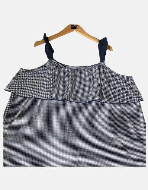 Gingham Off-Shoulder Ruffle Top